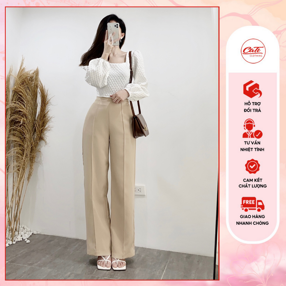Cati quần culottes cạp cao