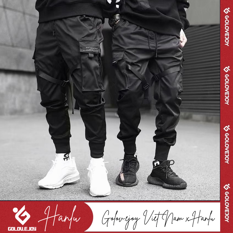 Quần jogger kaki nam túi hộp nhiều túi dây khóa gài màu đen, phong cách đường phố JNEAS
