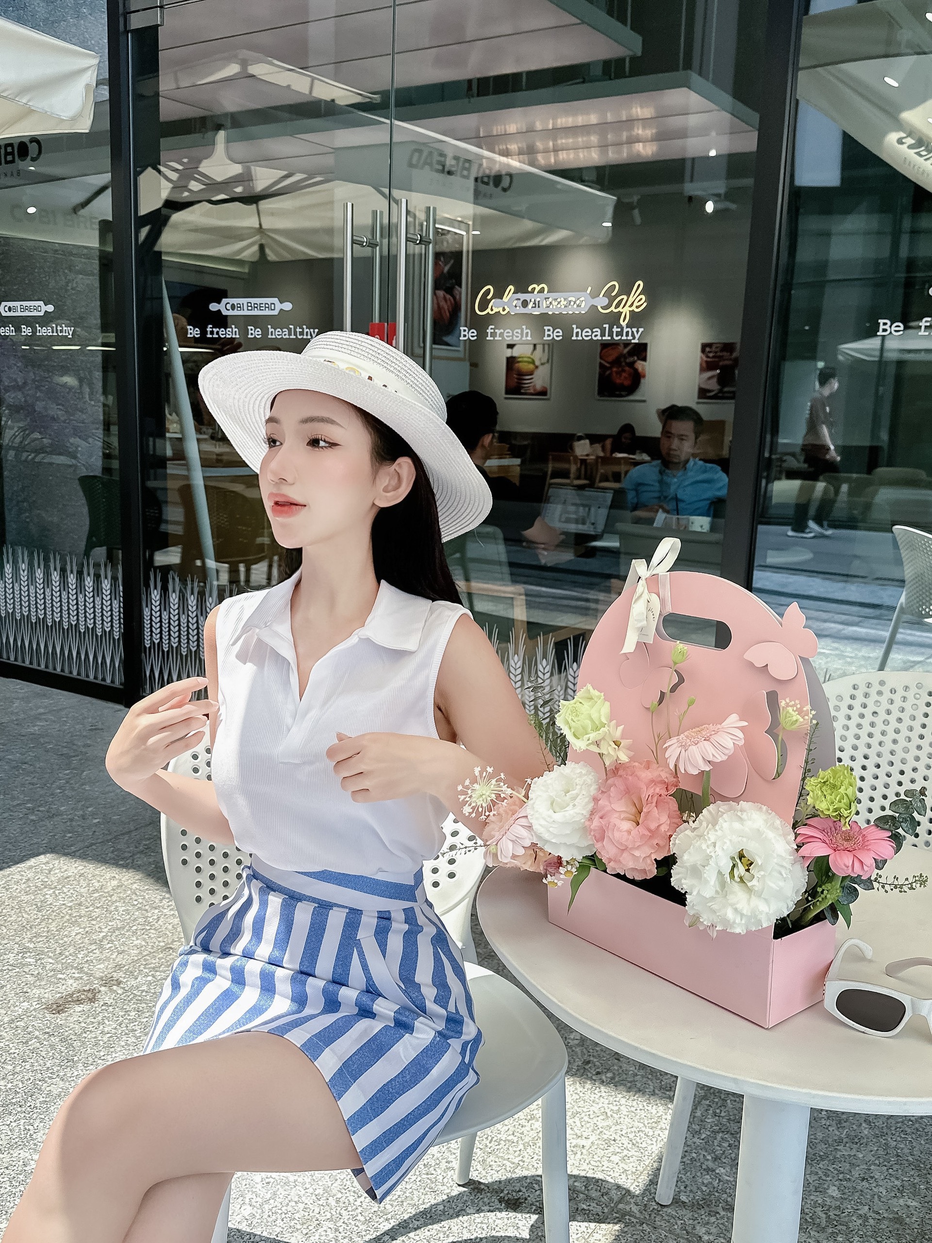 Quần váy sọc xanh "yerin skort "ellyclothing