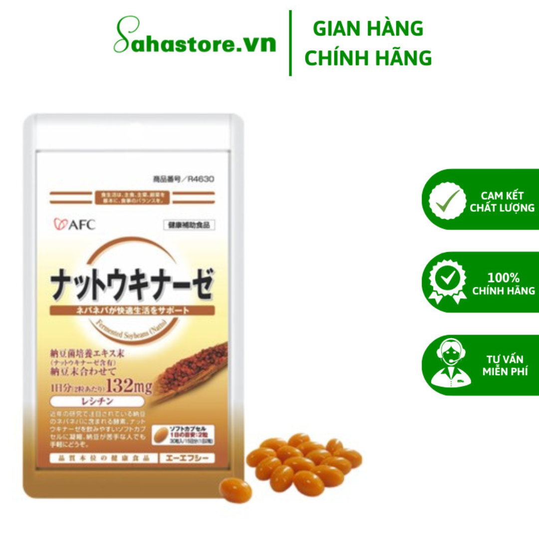 Viên Uống Chống Đột Quỵ Afc Natto Kinase Gói 30 Viên Giúp Giảm Chóng Mặt, Ù Tai, Nhức Đầu, Mất Ngủ Tăng Cường Trí Nhớ