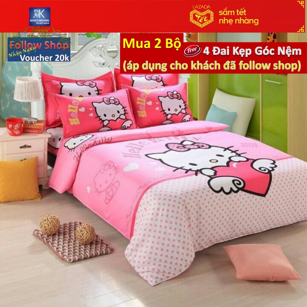 Bộ chăn ga gối bọc kitty Thiên Thần