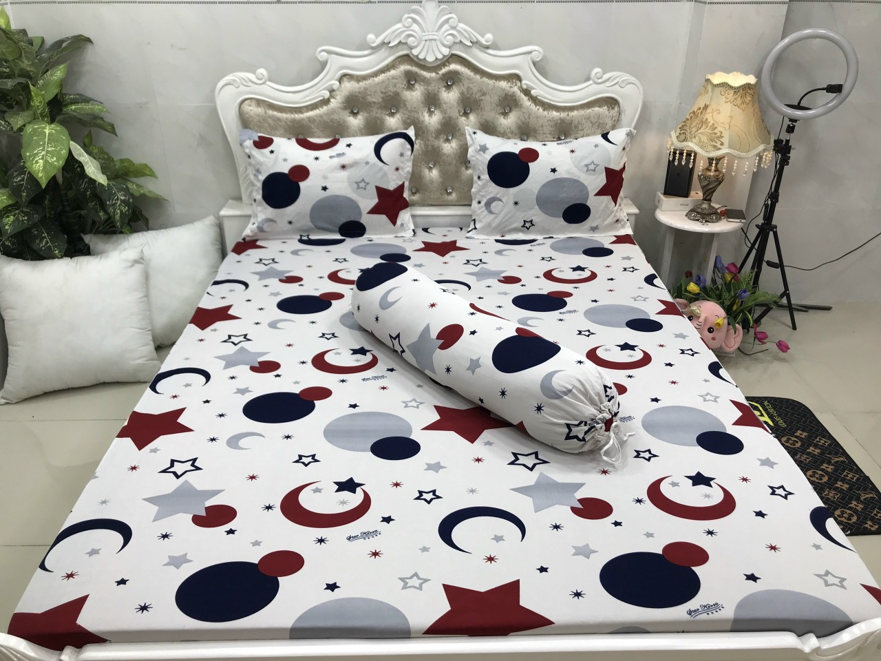 bộ ga trải giường thun hàn quốc 4 món hình ngôi sao cho bé