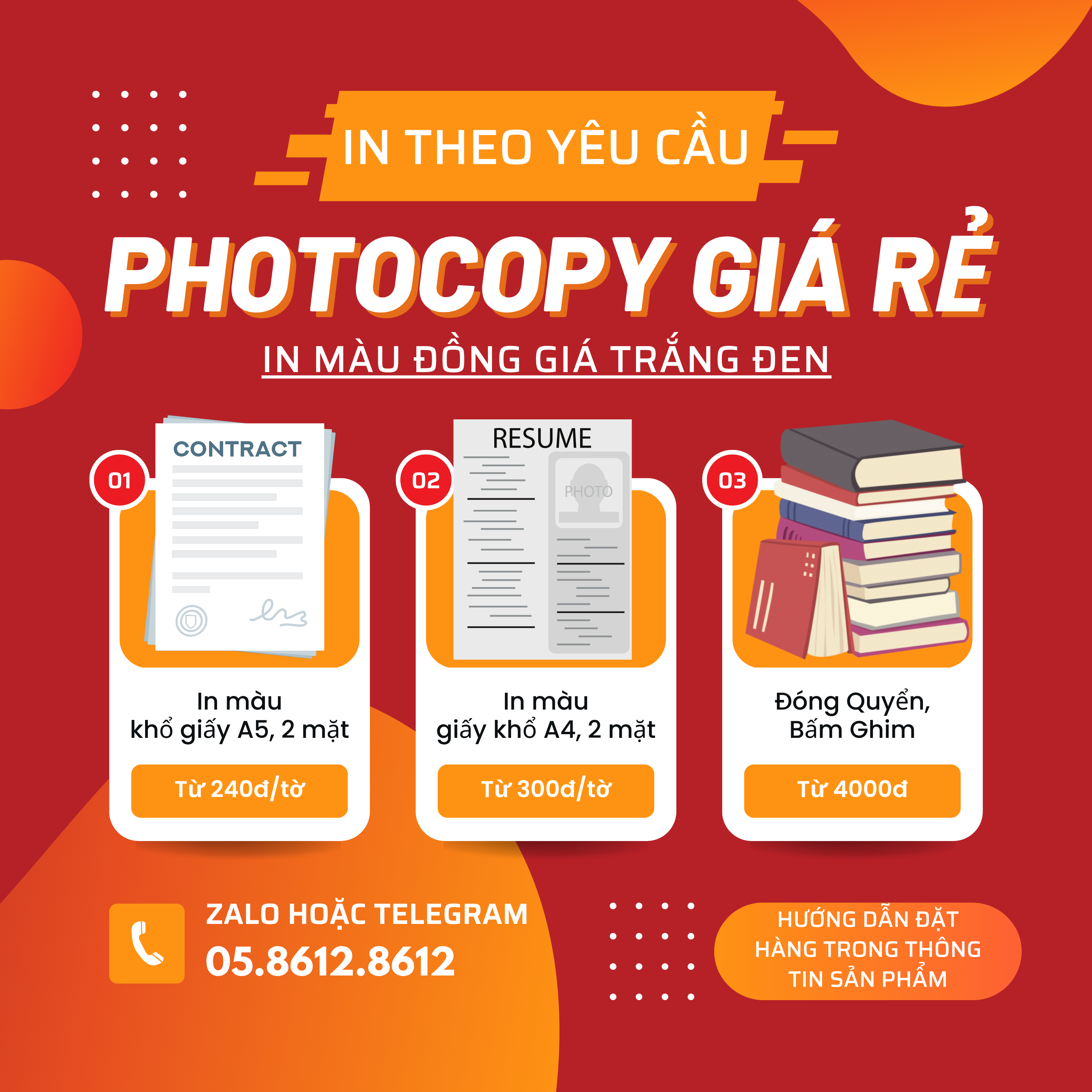 In tài liệu in theo yêu cầu, in màu, in trắng đen a4 & a5 giá rẻ
