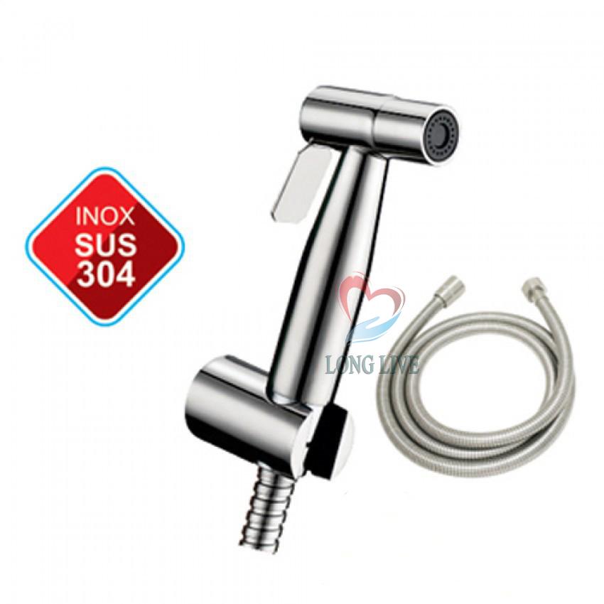 Vòi xịt vệ sinh inox 304 cao cấp vx-25 và dây xịt inox 304 và cài vòi xịt