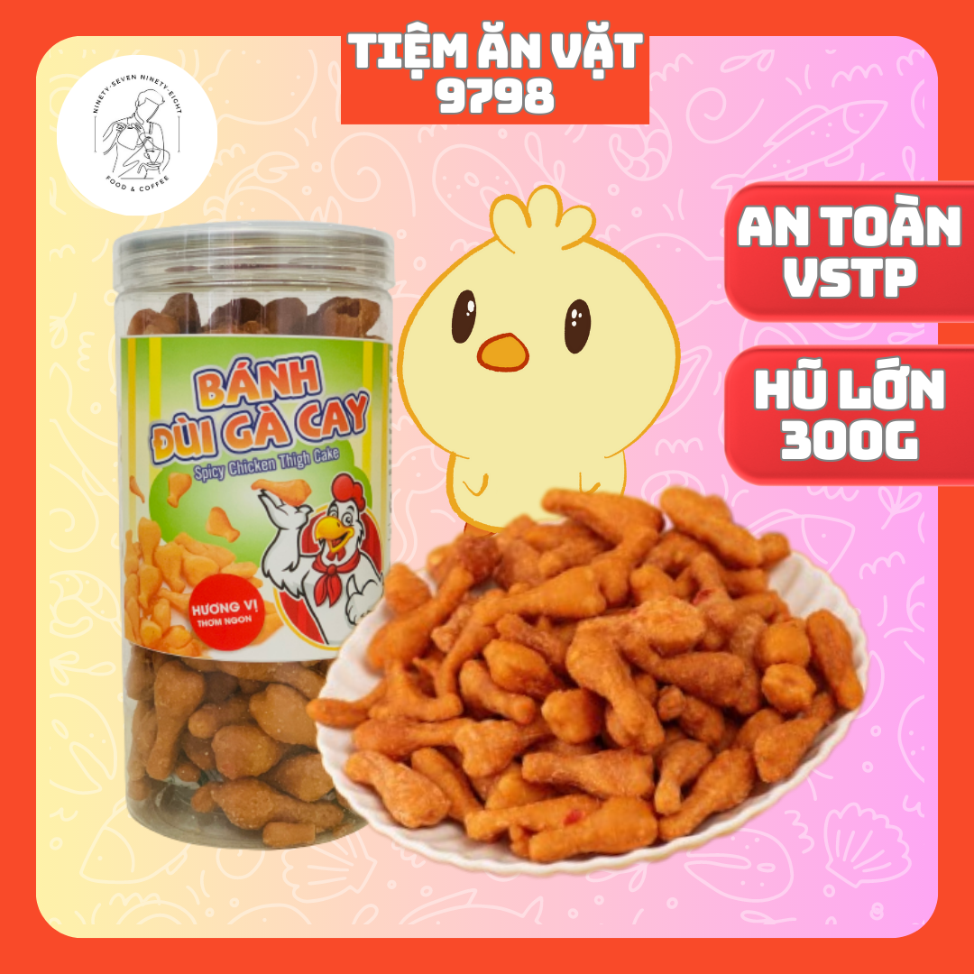 Bánh đùi gà sấy phô mai cay hũ 300g, cay giòn thơm ngon, đồ ăn vặt Sài Gòn, Tiệm Ăn Vặt 9798 vừa ngon vừa rẻ