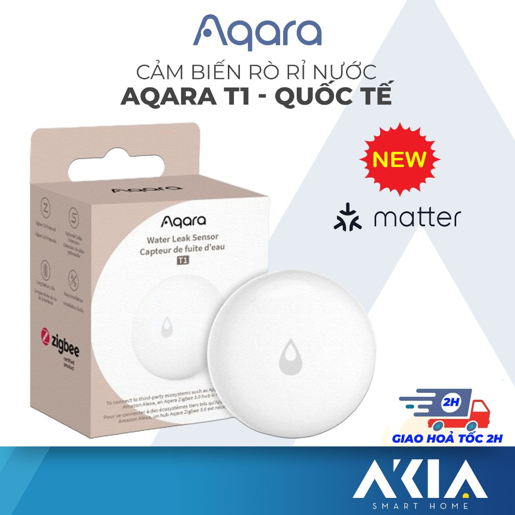 Cảm biến rò rỉ nước Aqara T1, độ nhạy cao, zigbee 3.0, hỗ trợ Matter, Homekit - Cần hub Aqara kết nối