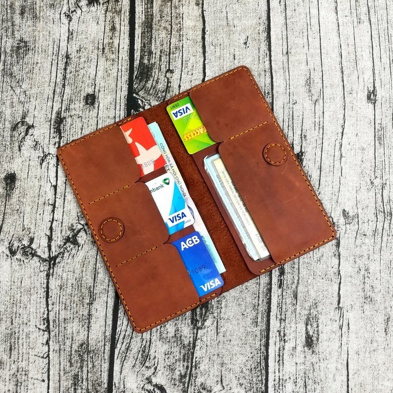 Ví dài cầm tay nam da bò handmade độc đáo