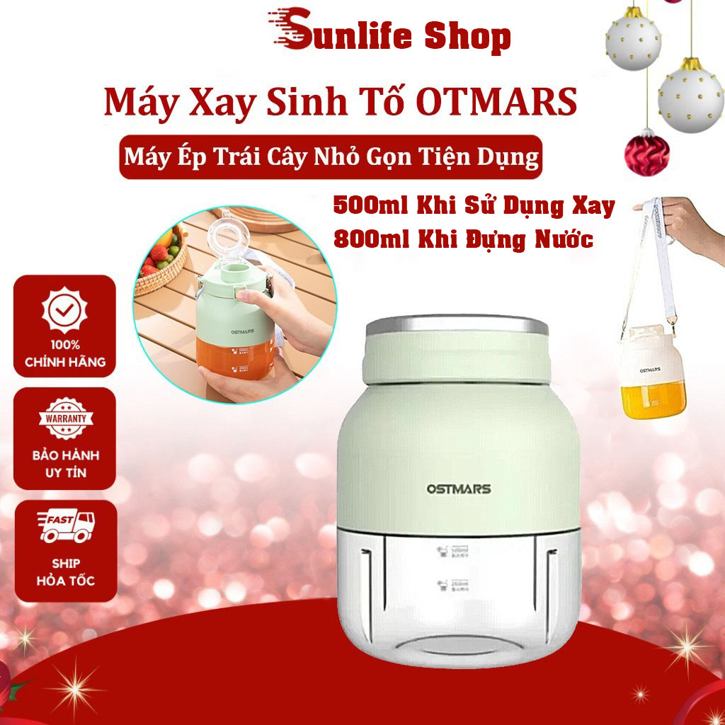 Máy xay sinh tố Ostmars, Máy xay 10 lưỡi công suất 80w, Máy xay đa năng 2in1 tiện dụng kèm phụ kiện