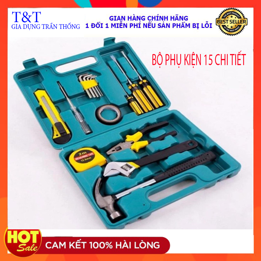 Bộ dụng cụ sửa chữa 15 chi tiết - dụng cụ sửa chữa nhà cửa nhiều phụ kiện đa năng
