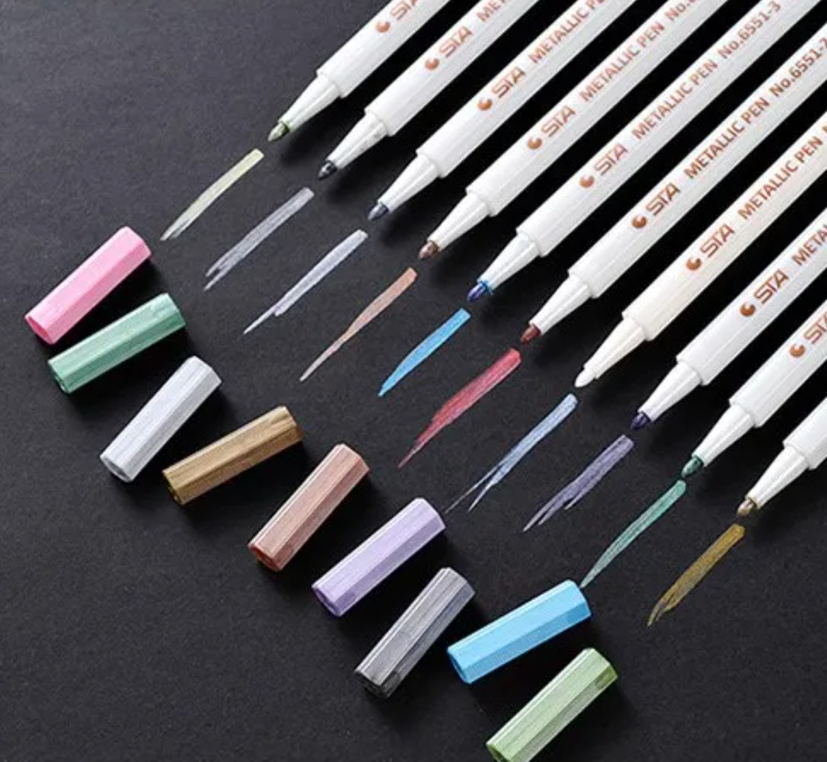 Bút brush nét 1mm viết Calligraphy, bút Sta Metallic Pen  Tuệ Minh 6551 nhiều màu