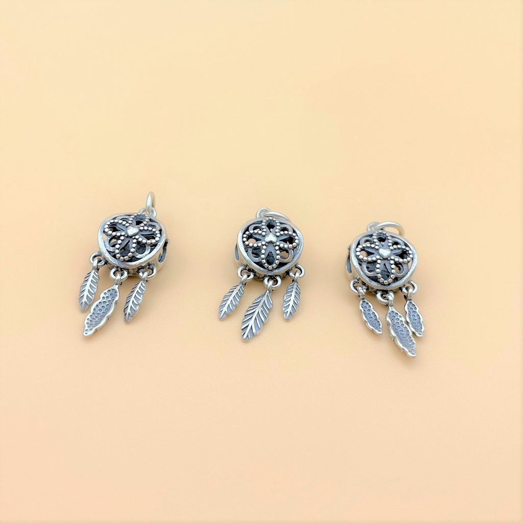 Charm móc treo dream catcher cỏ 4 lá mẫu mới nhất - charm bạc 925 - mã ca470