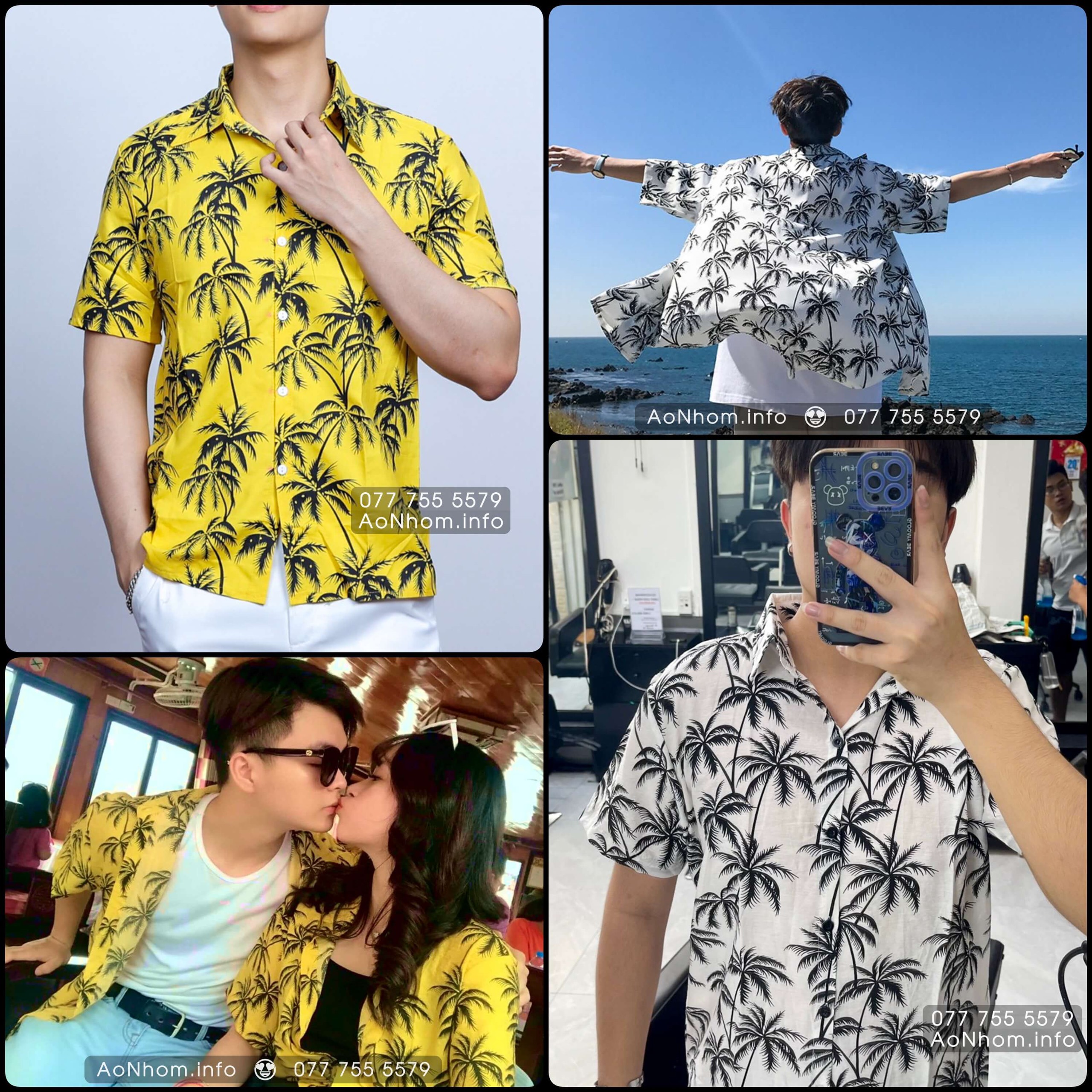 Áo Đi Biển Vải Mềm Thoáng Mát, Áo Sơ Mi Đi Biển, Đồ Đi Biển Nam Nữ, Set Đồ Đi Biển, Áo Nhóm Đi Biển ★ Cây Dừa
