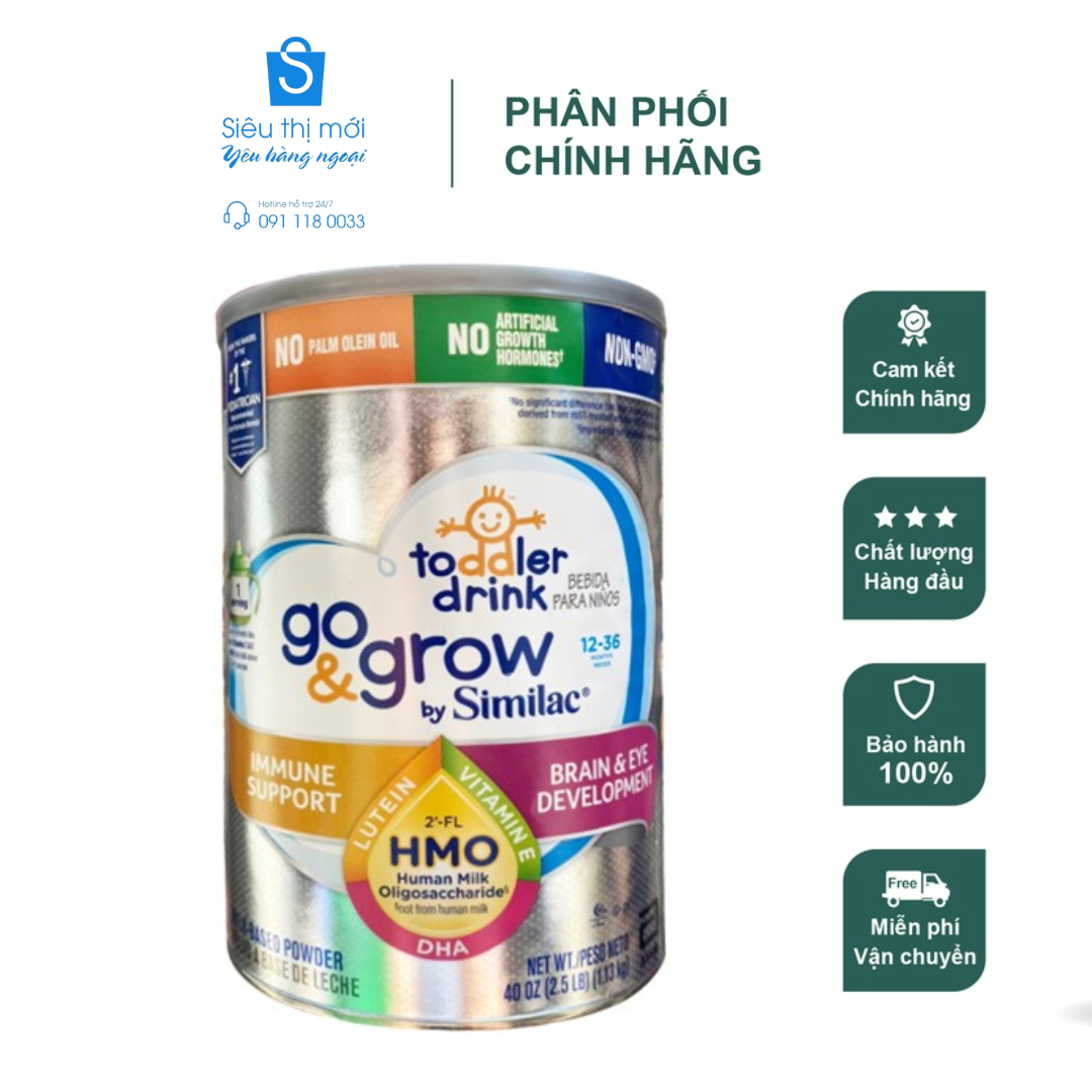 Sữa bột similac go&grow toddler drink cho bé từ 12-36 tháng – 1.13kg mỹ date 2023