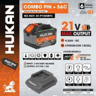 HUKAN Combo Pin và Sạc G1-P15USBTC 21V Max Output 4.5Ah 5C Lithium-Ion 15Cell -Bảo hành 6 tháng