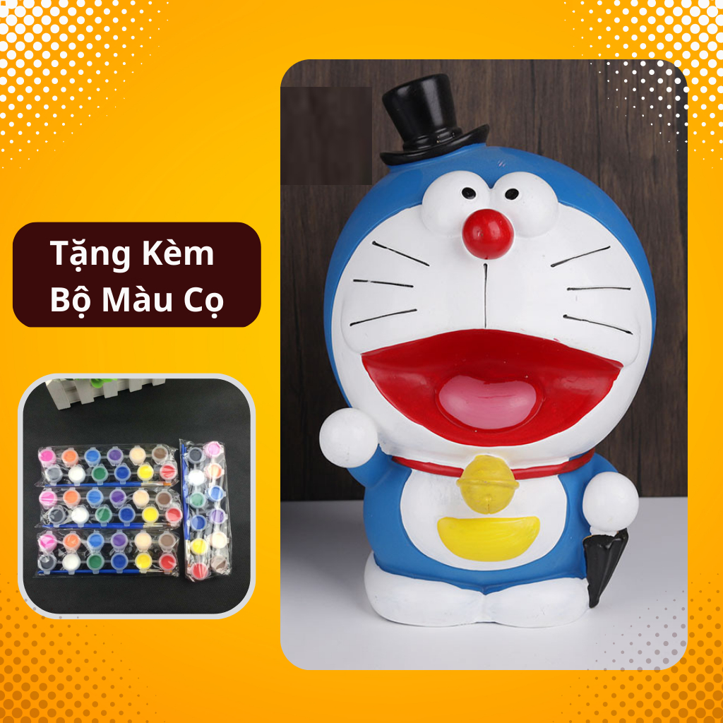Tượng thạch cao tô màu DOREMON- Tượng tô màu cho bé tặng kèm cọ và màu vẽ acrylic