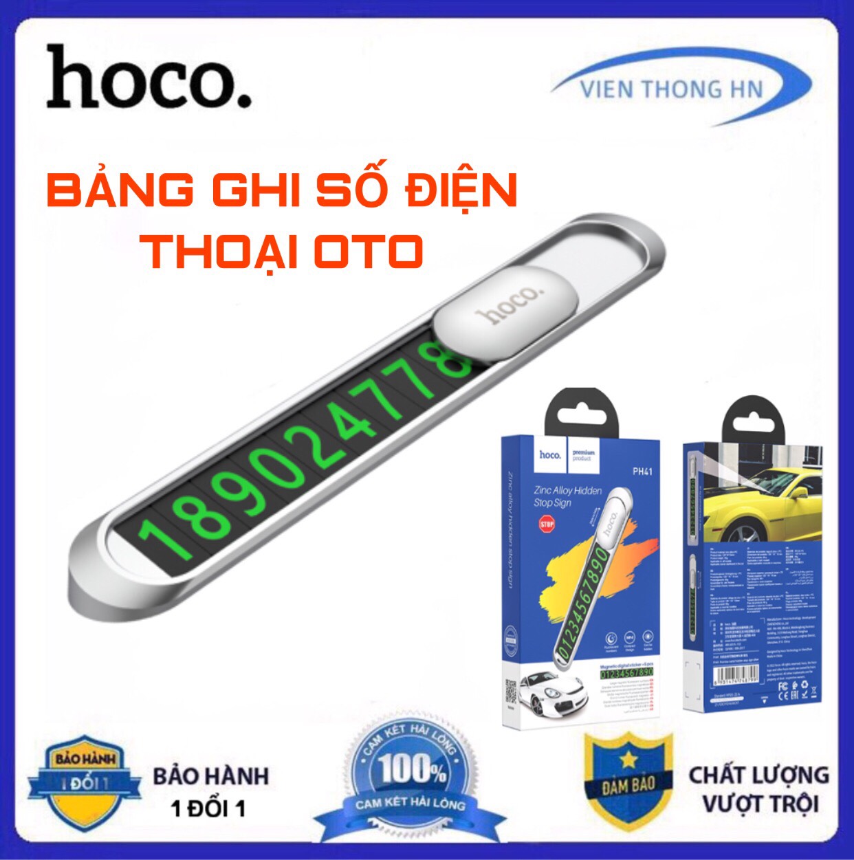 Bảng ghi số điện thoại trên oto Hoco PA41 - biển báo số điện thoại đỗ xe hơi ô tô - vienthonghn