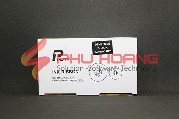 [Freeship+ Mua 5 tặng 1]Mực in ống tương thích Max PT-50b màu đen khổ rộng 12mm dài 110m sử dụng cho máy in ống lồng đầu cốt LM-550A LM-550E