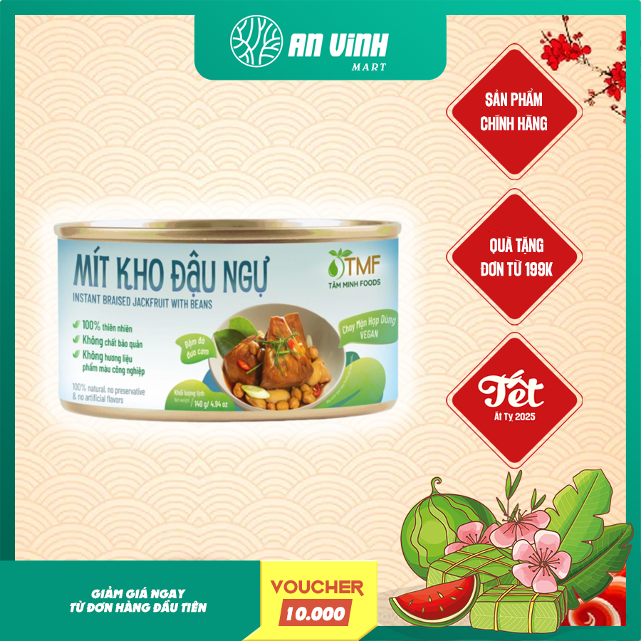 Mít kho đậu ngự ăn liền 140gr Tâm Minh Foods, món chay dinh dưỡng tiện lợi không chất bảo quản