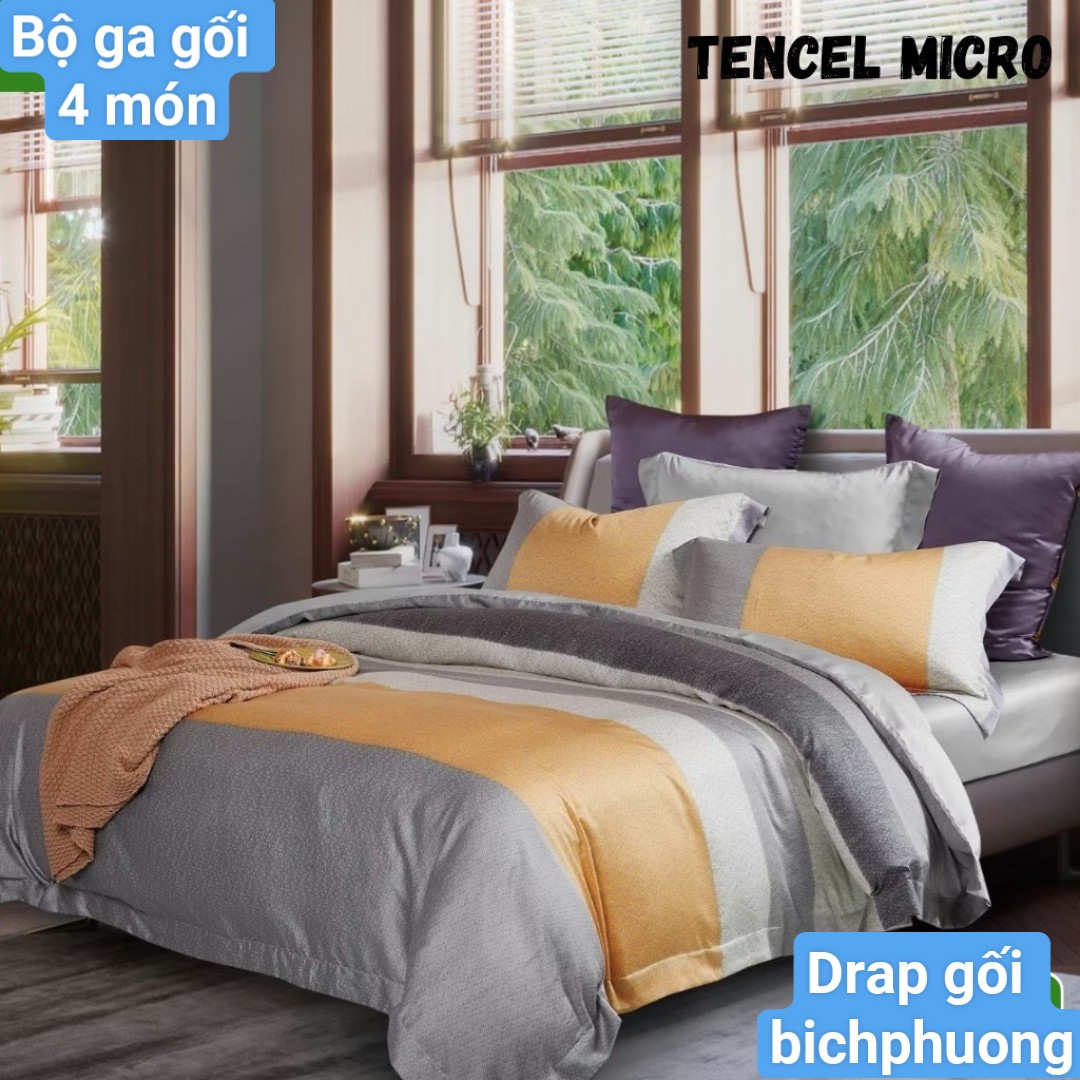 [HCM]Bộ drap gối Tencel vải nhập Hàn Quốc đỉnh cao mát  mềm mại { drap và 3 áo gối}