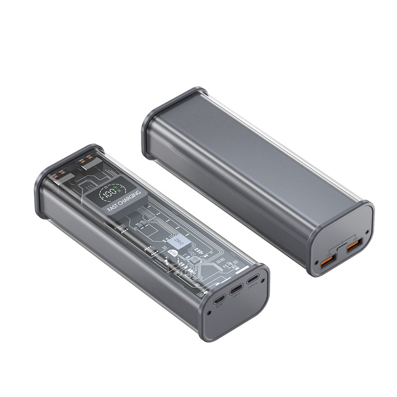 Sạc Dự Phòng Trong Suốt 20.000mah, Sạc Nhanh 22,5w, Gồm 3 Cổng Vào Và 2 Cửa Ra Sạc Nhanh（Cửa Hàng Mustang Đảm Bảo Tính Xác Thực）