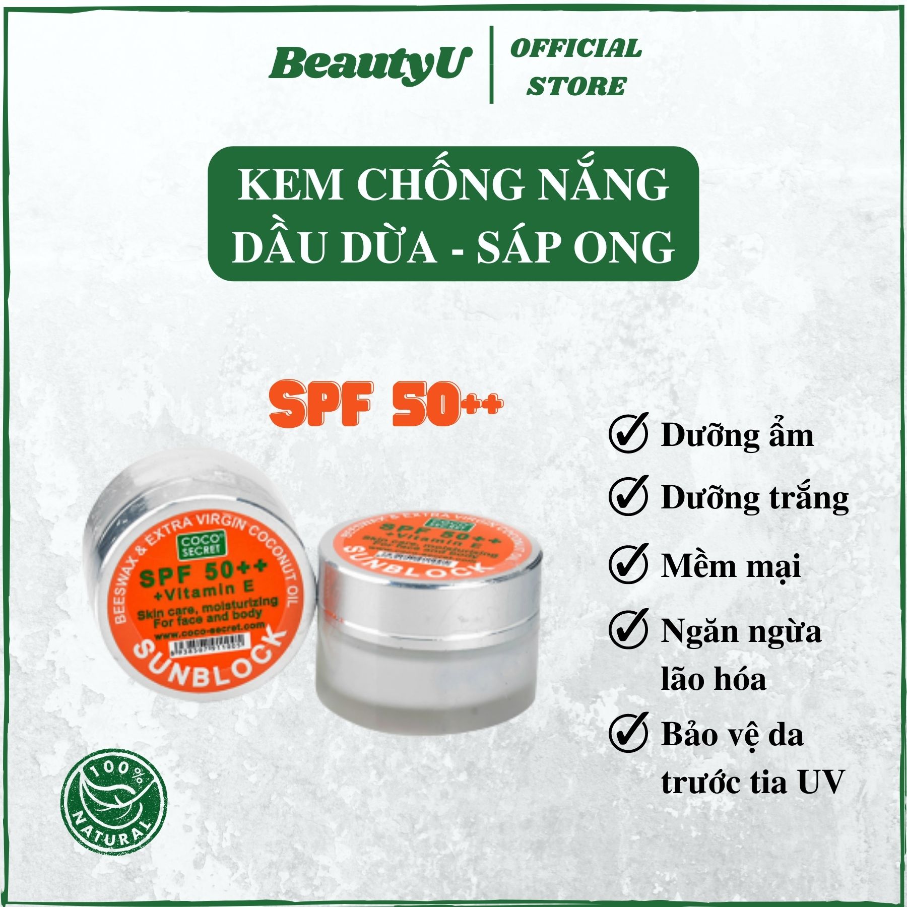 Kem chống nắng vật lý sunblock cream coco secret spf 50++