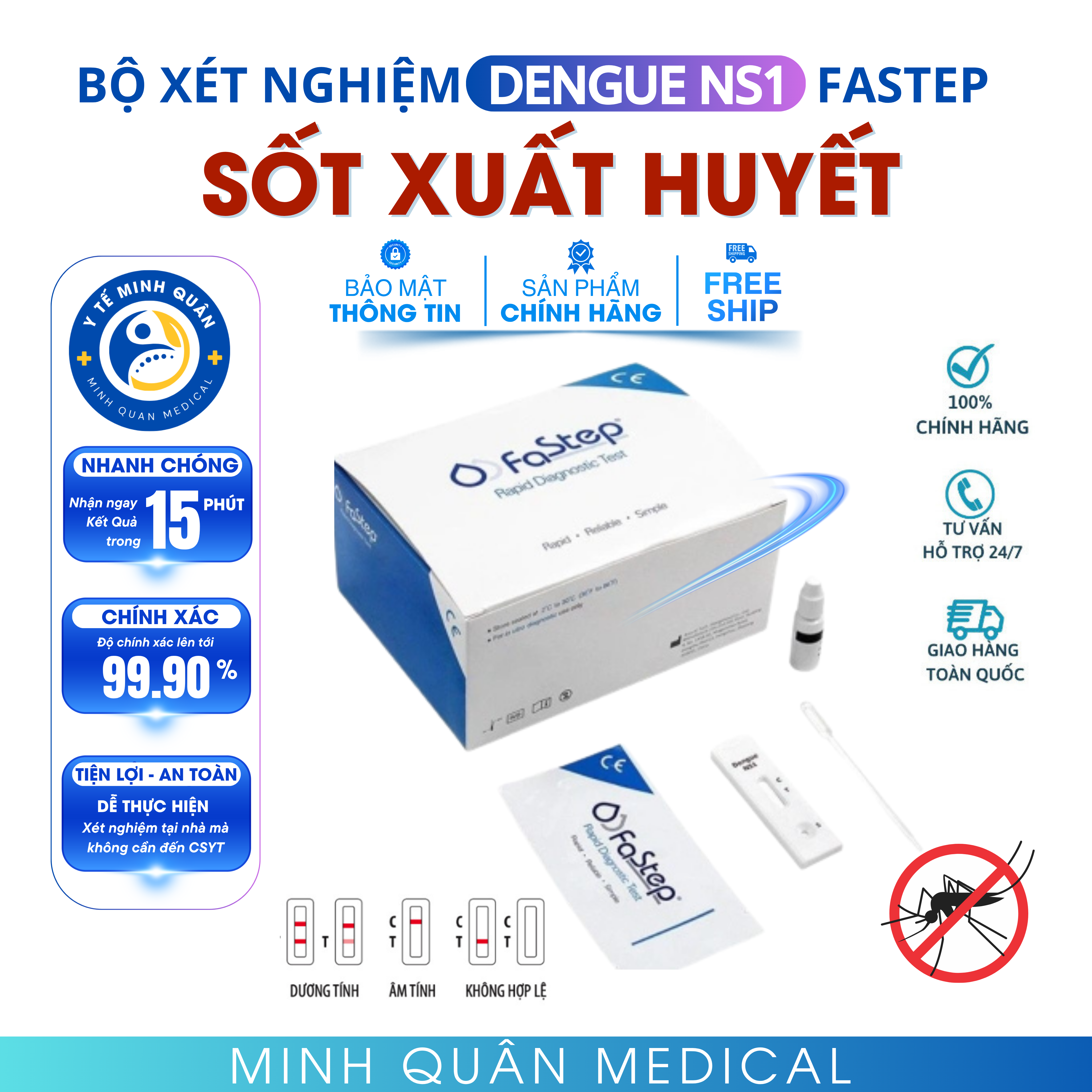 Bộ test xét nghiệm nhanh Sốt Xuất Huyết ( Dengue Ns1 ) chính hãng Fastep USA