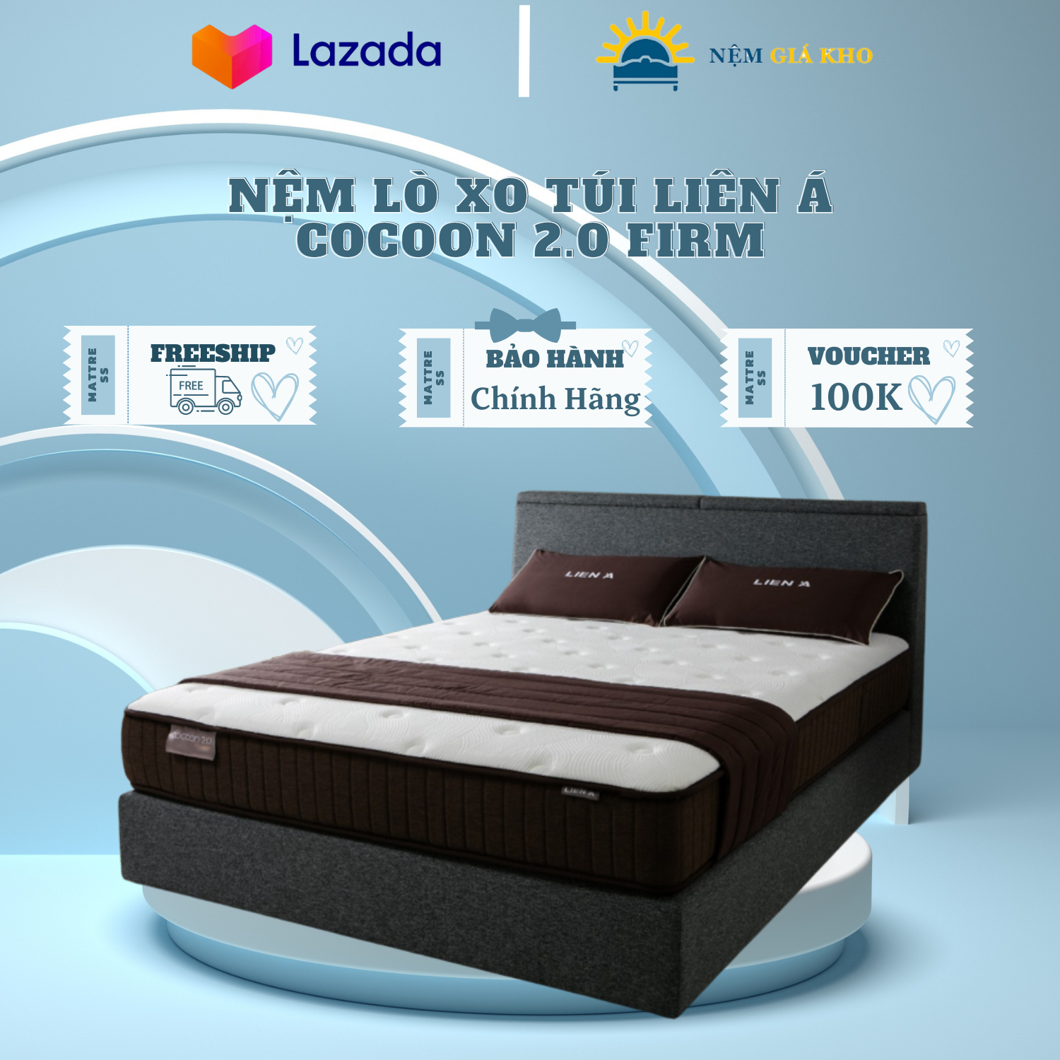 Nệm lò xo túi liên á cocoon 2.0 firm - bảo hành 10 năm