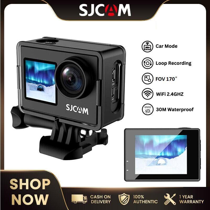 SJCAM SJ4000 Action Camera Dual Screen 4K 30M Waterproof Action Camera WiFi for Live, Driving Recorder, Motorcycle Riding, Diving, 5X Zoom, WiFi APP Control