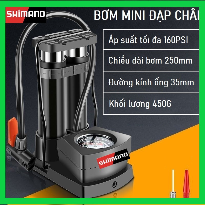 Bơm xe đạp, bơm hơi đạp chân mini nhỏ gọn tiện lợi