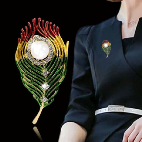 Trâm cài áo cành cọ ngũ sắc