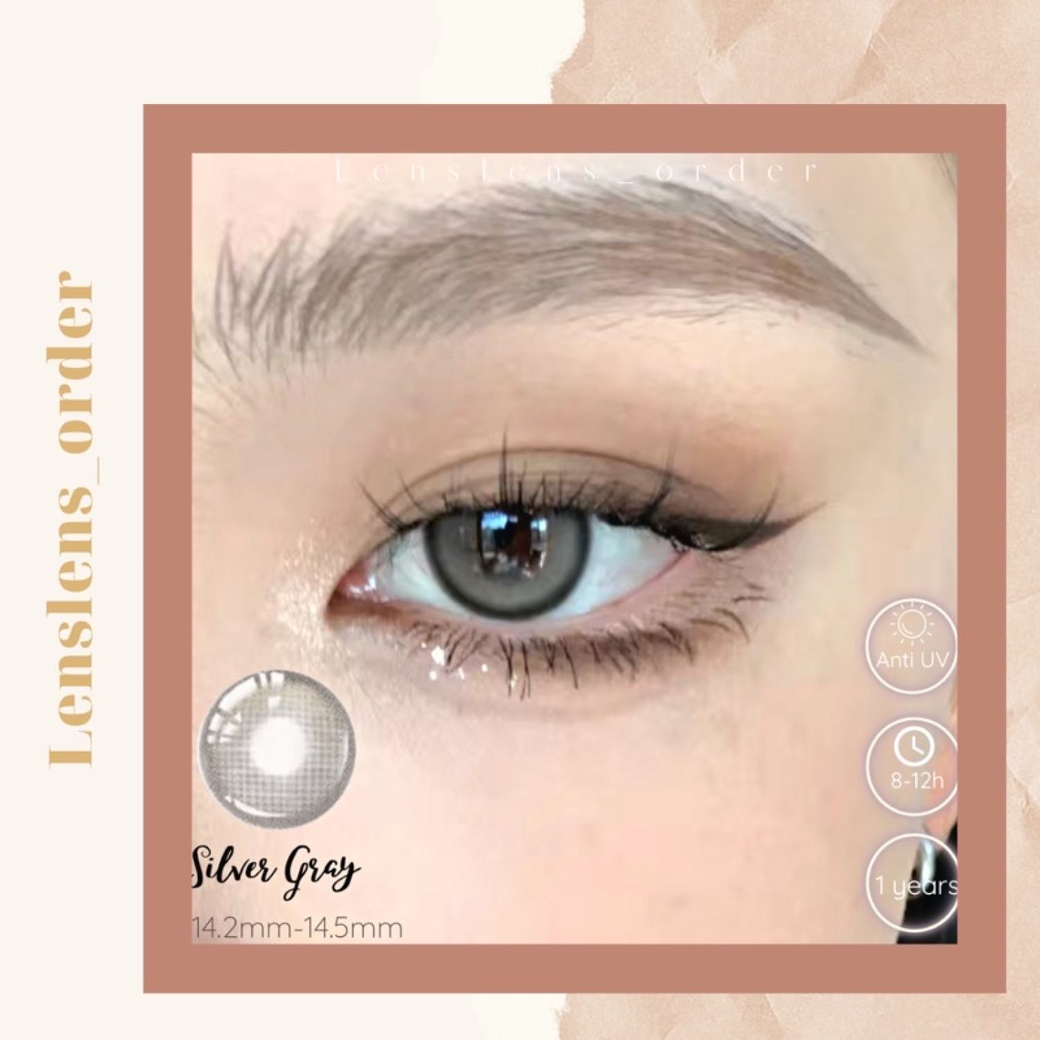 Lens mắt kính áp tròng silver gray kèm video đủ độ cận 0-7 độ