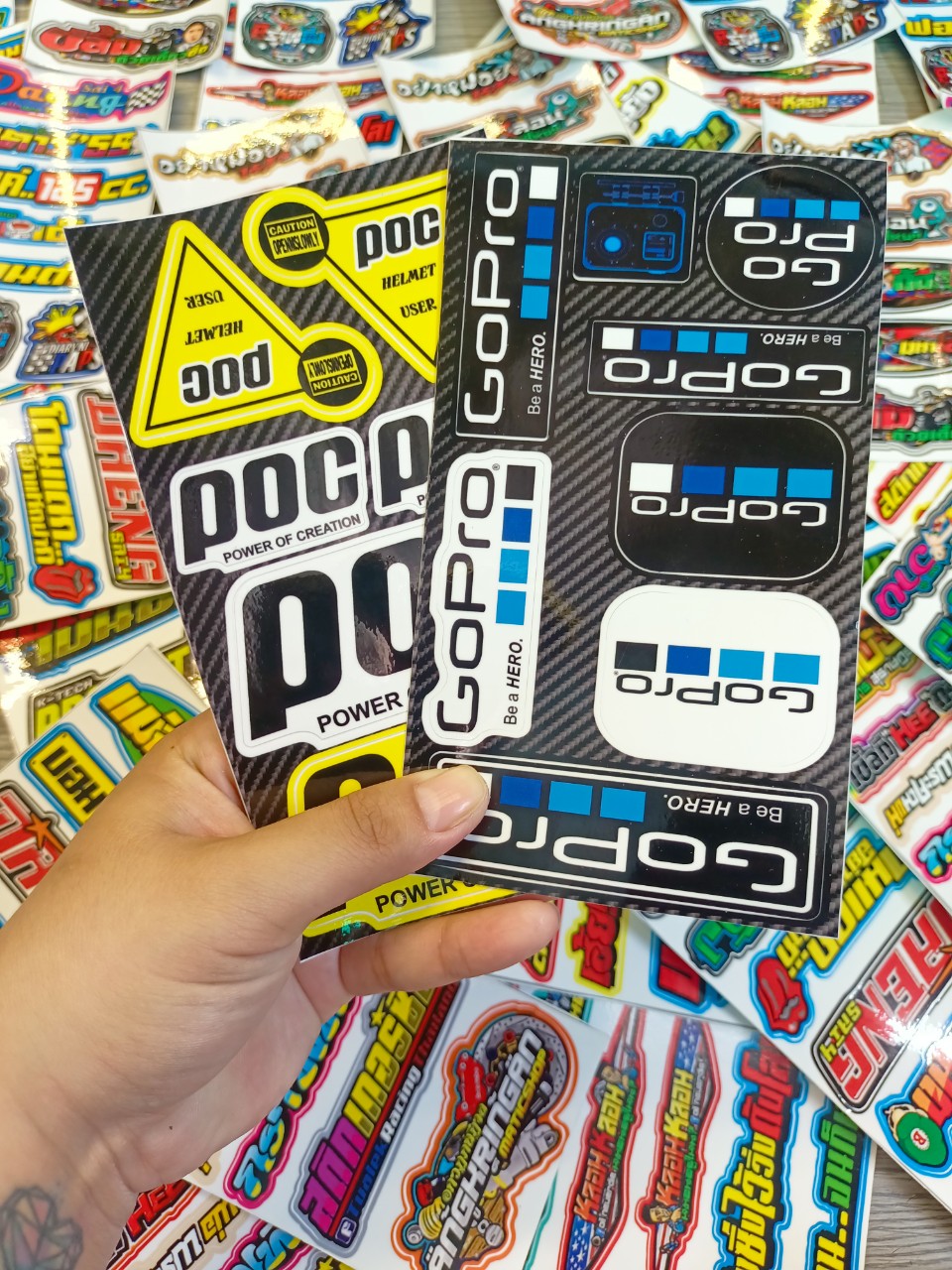 Tem set sticker dán nón bảo hiểm, xe máy