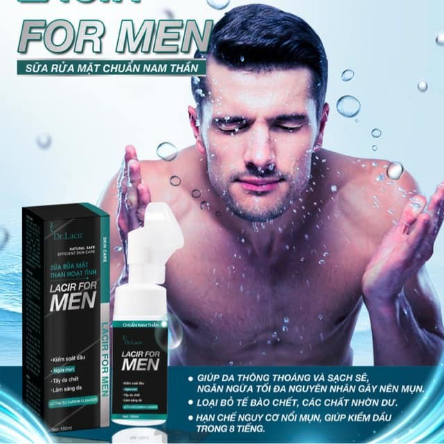Combo 2 chai sữa mặt nam Dr Lacir/sữa rửa mặt dành cho nam/sữa rửa mặt drlacir/sữa rửa mặt dr.lacir/ kiềm dầu và làm sạch da suốt ngày dài