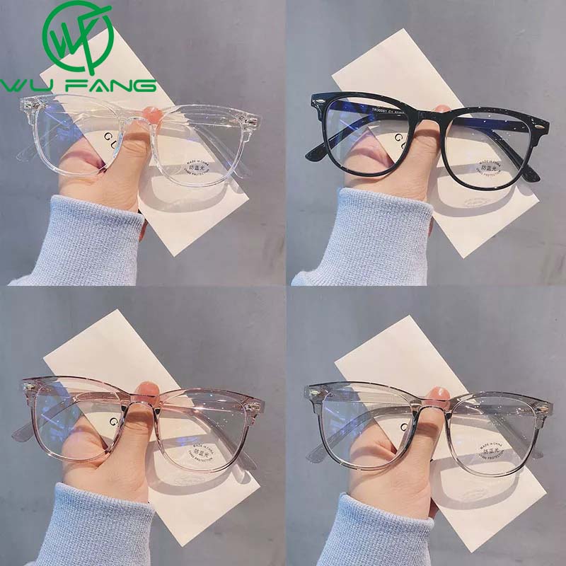 WUFANG Spectacles Fashion Ornament for Men Women Plain Frame PC Anti Blue Light Korean Style Eye Protection Optical Eyeglasses 1Pcs
