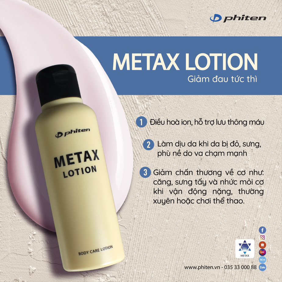 Sữa dưỡng thể Phiten metax lotion 120ml giảm đau, giảm căng cơ, giảm viêm tức thì EY177000