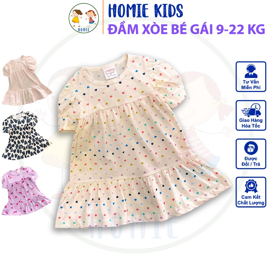 Đầm bé gái 922 kg set váy đầm xòe cotton cho bé gái mặc mát họa tiết hình in trái cây hoa quả đẹp Homie Kids