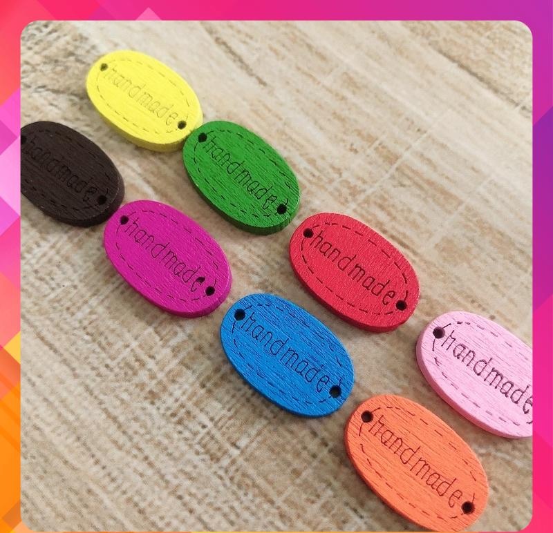 Tag nút gỗ handmade nhiều màu xinh xắn
