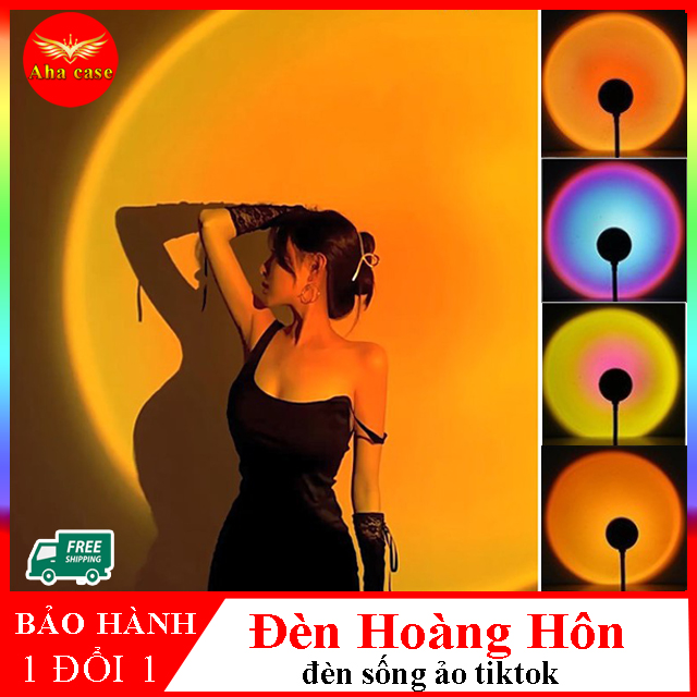 Đèn led sunset hoàng hôn 4 in 1, cầu vồng, mặt trời, live tream, chụp ảnh sống ảo tiktok
