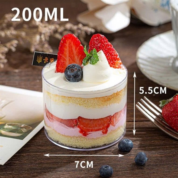 [10->50 cái] Cốc Mica Tròn 200ml kèm nắp GD2016 dùng đựng Bánh Kem, Mousse, Tiramisu, Panacotta