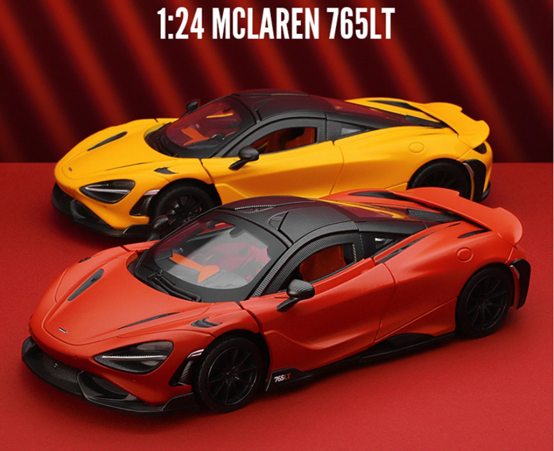 Xe mô hình sắt siêu xe mclaren 765lt tặng kèm biển số tỉ lệ 1:24 msz 3 màu