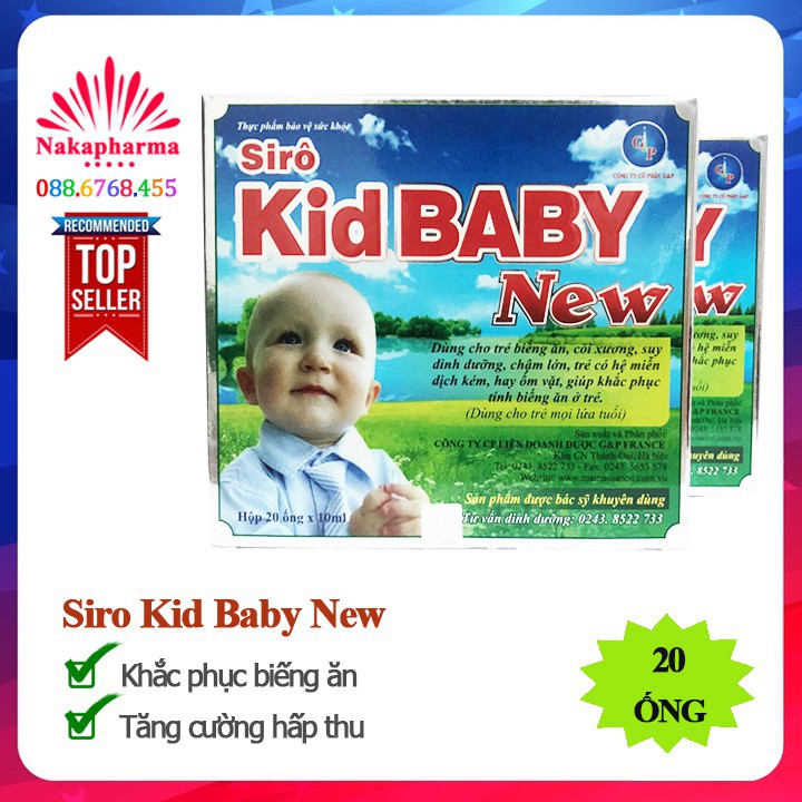Siro Kid Baby Giúp Bé Cao Lớn Khoẻ Mạnh Thông Minh (20 ống x 10ml) cam kết hàng