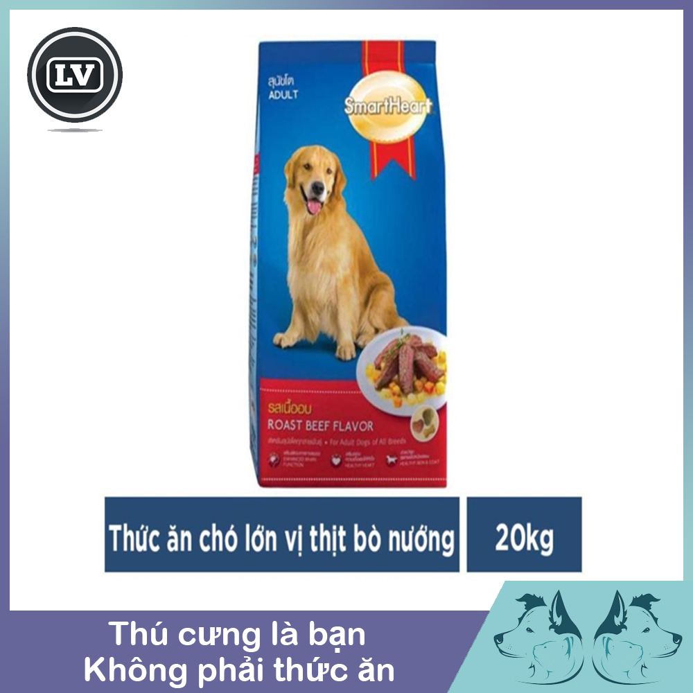 Thức ăn hạt khô Smartheart vị thịt bò nướng dành cho chó trưởng thành 20kg