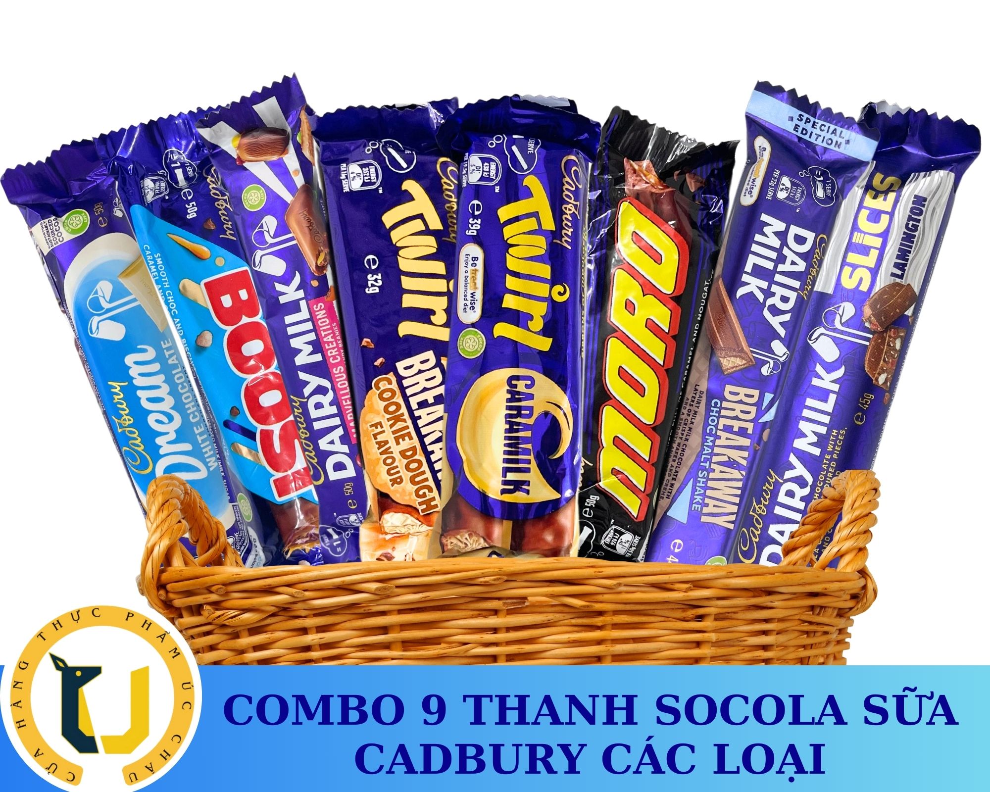 (HÀNG ÚC) Kẹo socola sữa dạng thanh 9 vị đặc sắc thương hiệu CADBURY Chocolate Bars 9 flavours