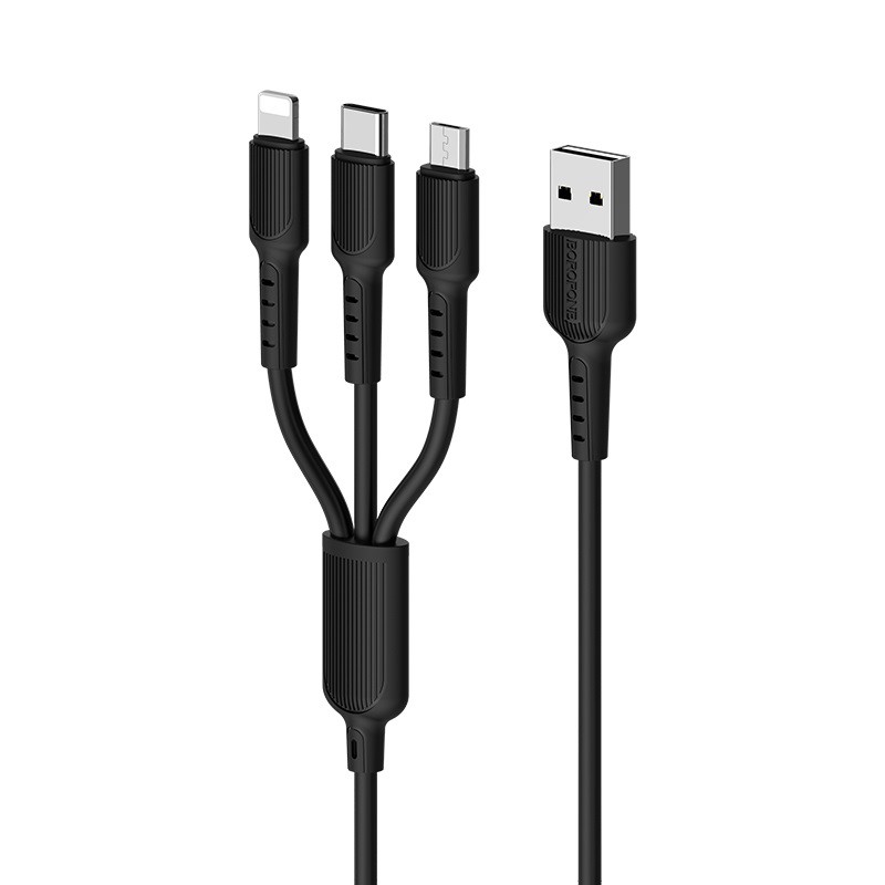 Cáp sạc xịn đa năng borofone bx16 3 đầu chính hãng - cáp sạc 3 in 1 - cap sac - dây sac - cáp sạc iphone - sam sung - apple micro type-c - day sac đa năng