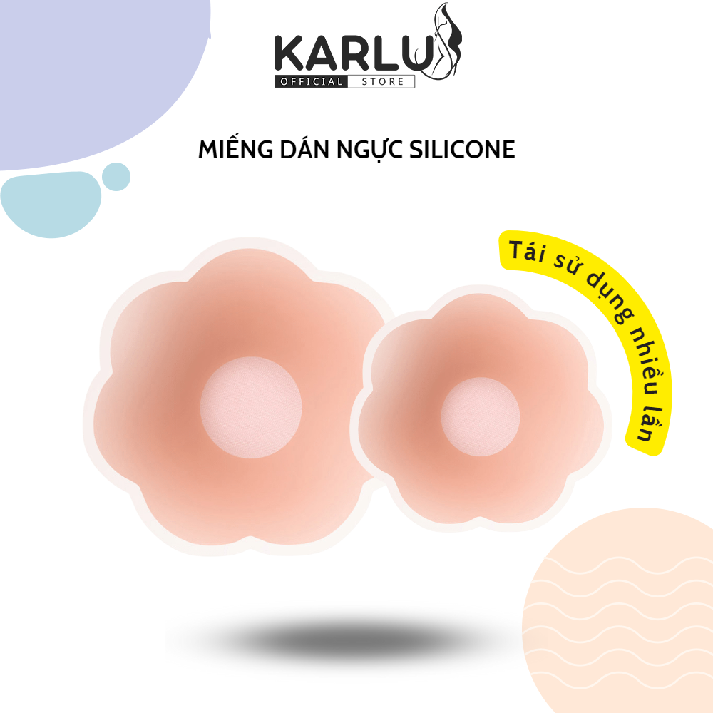 Miếng dán ngực silicone hình hoa, miếng dán đầu ti tái sử dụng nhiều lần, dán ngực KARLUS023