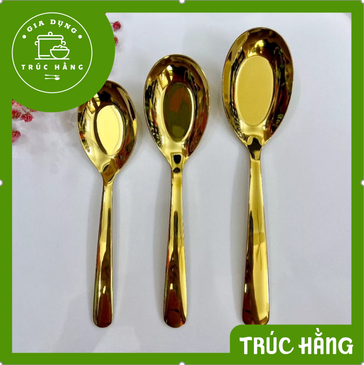 Muỗng canh - Muỗng cơm màu Vàng inox 304 cao cấp Hàn Quốc