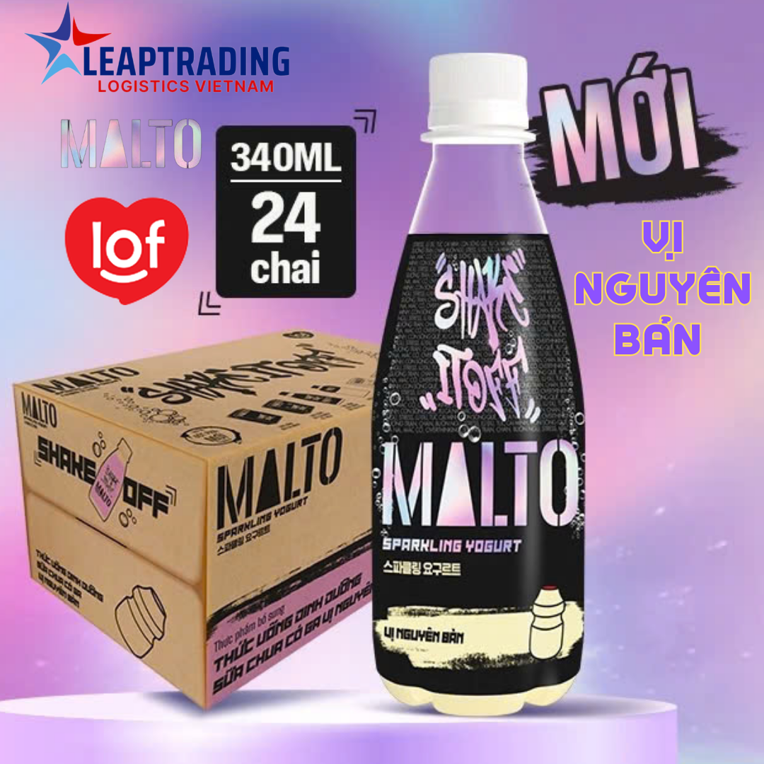 Malto Sữa chua uống có ga Vị nguyên bản chai 340ml