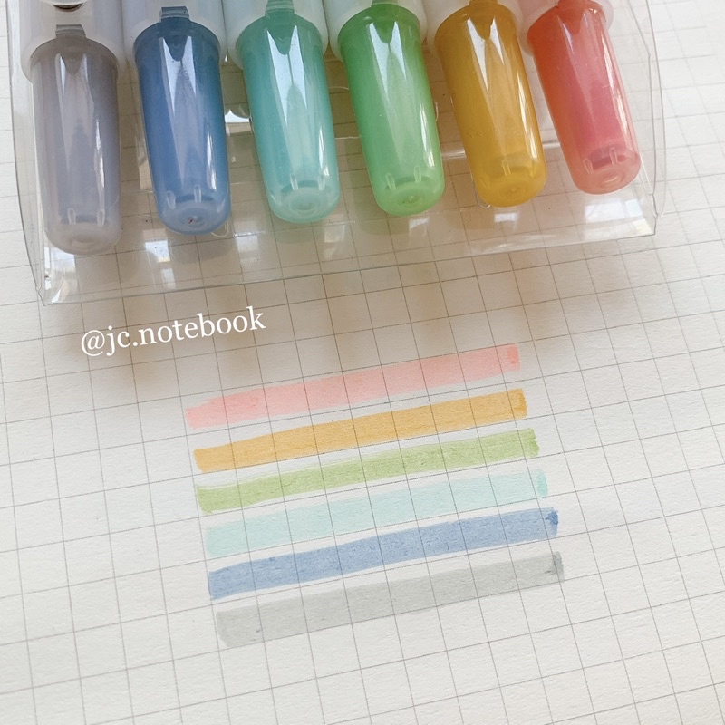 Bộ bút highlight bấm 6 màu - bộ 6 bút dạ quang màu pastel dạng bấm