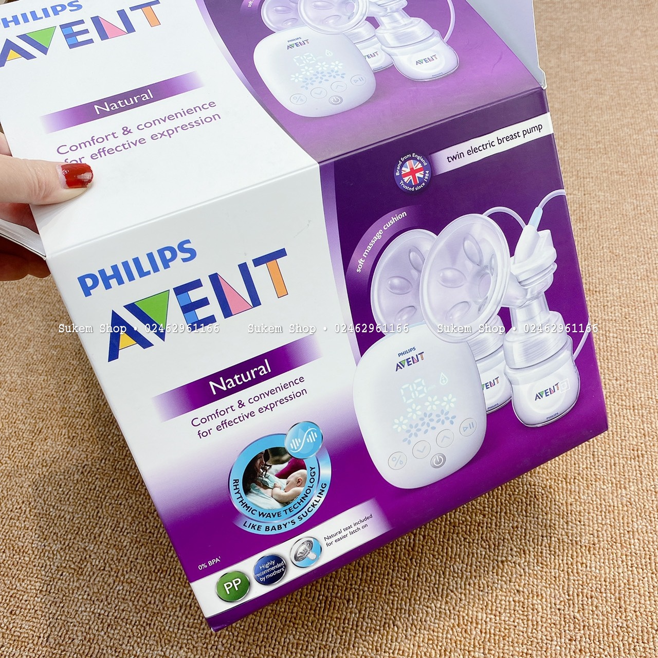 Máy hút sữa /vắt sữa điện đôi avent hoa tuyết scf303/01 4 cấp độ massage, 4 cấp độ hút sữa - sukem shop