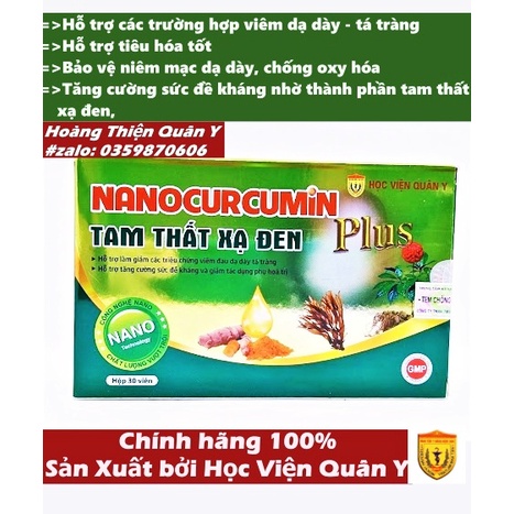 Nano curcumin tam thất xạ đen plus - học viện quân y